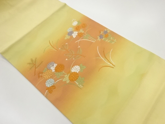 JAPANESE NAGOYA OBI / WOVEN AUTUMN FLOWERS